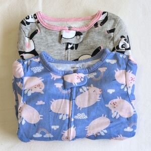 carter's 2-pack zipper footie sleeper pajamas bundle 12 months baby girl